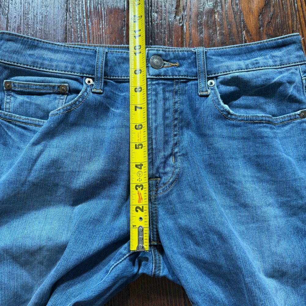 American Eagle Jeans Mens 31x32 Blue Slim Straight Stretch Faded Whiskers - Picture 4 of 10